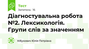 Діагностувальна робота №2. Лексикологія. Групи слів за значенням