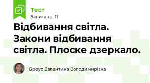  Відбивання світла. Закони відбивання світла. Плоске дзеркало.