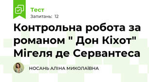 Контрольна робота за романом " Дон Кіхот" Мігеля де Сервантеса