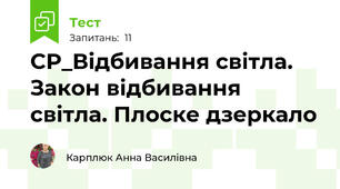 СР_Відбивання світла.  Закон відбивання світла. Плоске дзеркало