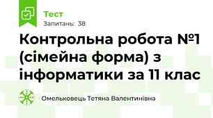 Контрольна робота №1 (сімейна форма) з інформатики за 11 клас