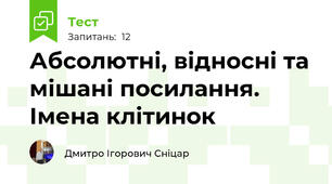 Абсолютні, відносні та мішані посилання. Імена клітинок