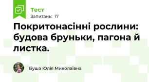 Покритонасінні рослини: будова бруньки, пагона й листка.