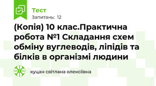 (Копія) 10 клас.Практична робота №1 Складання схем обміну вуглеводів, ліпідів та білків в організмі людини