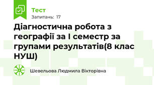 Діагностична робота з географії за І семестр за групами результатів(8 клас НУШ)