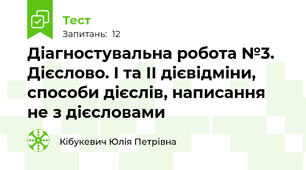 Діагностувальна робота №3.  Дієслово. І та ІІ дієвідміни, способи дієслів, написання не з дієсловами