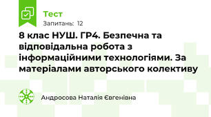 8 клас НУШ. ГР4. Безпечна та відповідальна робота з інформаційними технологіями. За матеріалами авторського колективу