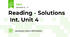  Reading - Solutions  Int. Unit 4
