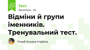 Відміни й групи іменників. Тренувальний тест.