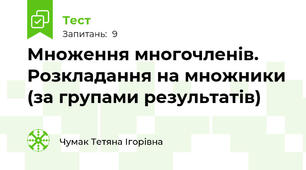Множення многочленів. Розкладання на множники (за групами результатів)