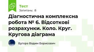Діагностична комплексна робота № 6. Відсоткові розрахунки. Коло. Круг. Кругова діаграма