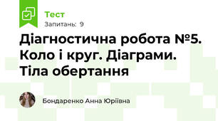 Діагностична робота №5. Коло і круг. Діаграми. Тіла обертання