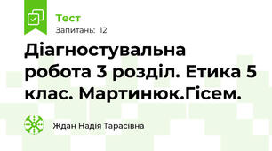 Діагностувальна робота 3 розділ. Етика 5 клас. Мартинюк.Гісем.