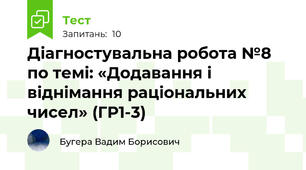 Діагностувальна робота №8 по темі: «Додавання і віднімання раціональних чисел» (ГР1-3)