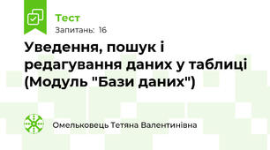 Уведення, пошук і редагування даних у таблиці (Модуль "Бази даних")