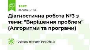 Діагностична робота №3 з теми: "Вирішення проблем" (Алгоритми та програми)