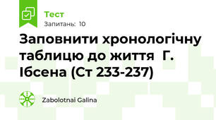 Заповнити хронологічну таблицю до життя  Г. Ібсена (Ст 233-237)