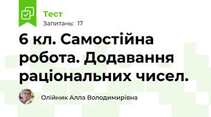6 кл. Самостійна робота. Додавання раціональних чисел.
