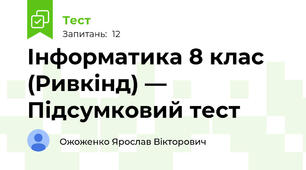 Інформатика 8 клас (Ривкінд) — Підсумковий тест