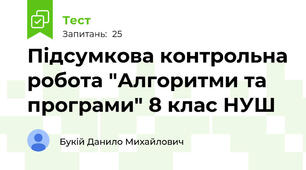 Підсумкова контрольна робота "Алгоритми та програми" 8 клас НУШ
