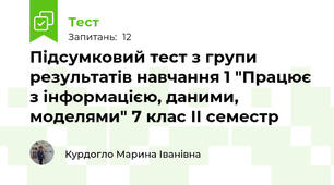 Підсумковий тест з групи результатів навчання 1 "Працює з інформацією, даними, моделями" 7 клас ІІ семестр
