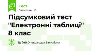 Підсумковий тест "Електронні таблиці" 8 клас