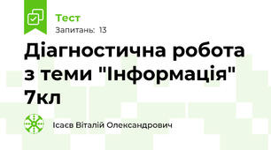 Діагностична робота з теми "Інформація" 7кл