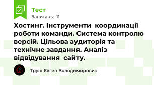 Хостинг. Інструменти  координації роботи команди. Система контролю версій. Цільова аудиторія та технічне завдання. Аналіз відвідування  сайту.