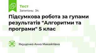 Підсумкова робота за гупами результатів "Алгоритми та програми" 5 клас
