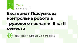 Екстернат Підсумкова контрольна робота з трудового навчання 9 кл ІІ семестр 