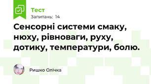 Сенсорні системи смаку, нюху, рівноваги, руху, дотику, температури, болю.