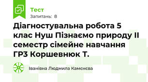 Діагностувальна робота 5 клас Нуш Пізнаємо природу ІІ семестр сімейне навчання ГР3 Коршевнюк Т.