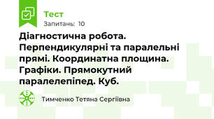 Діагностична робота.  Перпендикулярні та паралельні прямі. Координатна площина. Графіки. Прямокутний паралелепіпед. Куб.