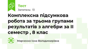 Комплексна підсумкова робота за трьома групами результатів з алгебри за ІІ семестр , 8 клас