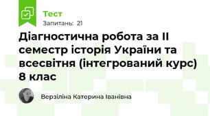 Діагностична робота за ІІ семестр історія України та всесвітня (інтегрований курс) 8 клас