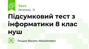 Підсумковий тест з інформатики 8 клас нуш