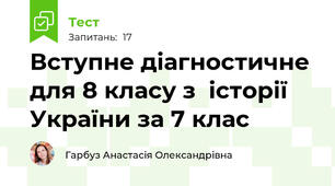 Вступне діагностичне для 8 класу з  історії України за 7 клас 