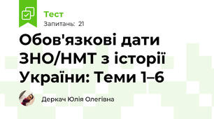 Обов'язкові дати ЗНО/НМТ з історії України: Теми 1–6