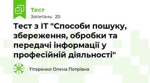 Тест з ІТ "Способи пошуку, збереження, обробки та передачі інформації у професійній діяльності"