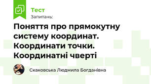 тест_1 Поняття про прямокутну систему координат. Координати точки. Координатні чверті