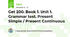  Get 200. Book 1. Unit 1. Grammar test. Present Simple / Present Continuous  