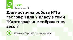 Діагностична робота №1 з географії для 7 класу з теми "Картографічне зображення землі"