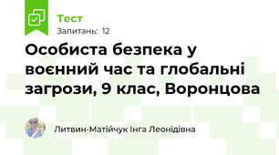 Особиста безпека у воєнний час та глобальні загрози, 9 клас, Воронцова