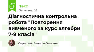 Діагностична контрольна робота "Повторення вивченого за курс алгебри 7-9 класів"