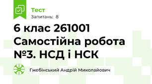 6 клас 261001 Самостійна робота №3. НСД і НСК