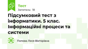 Підсумковий тест з інформатики. 5 клас. Інформаційні процеси та системи
