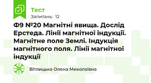 Ф9 №20 Магнітні явища. Дослід Ерстеда. Лінії магнітної індукції. Магнітне поле Землі. Індукція магнітного поля. Лінії магнітної індукції
