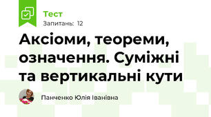 Аксіоми, теореми, означення. Суміжні та вертикальні кути