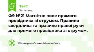 Ф9 №21 Магнітне поле прямого провідника зі струмом. Правило свердлика та правило правої руки для прямого провідника зі струмом.