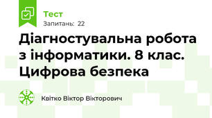 Діагностувальна робота з інформатики. 8 клас. Цифрова безпека